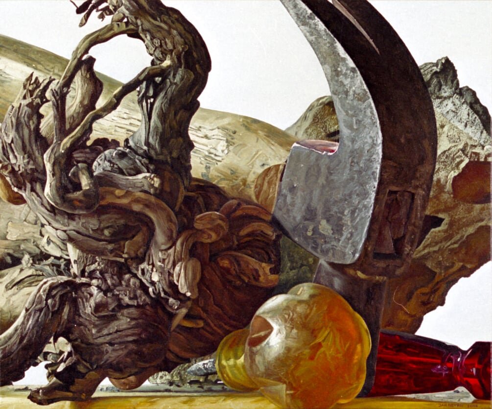 'Bevroren slag', Jan Neven, olieverf op marouflé, 48 x 40 cm, 2005