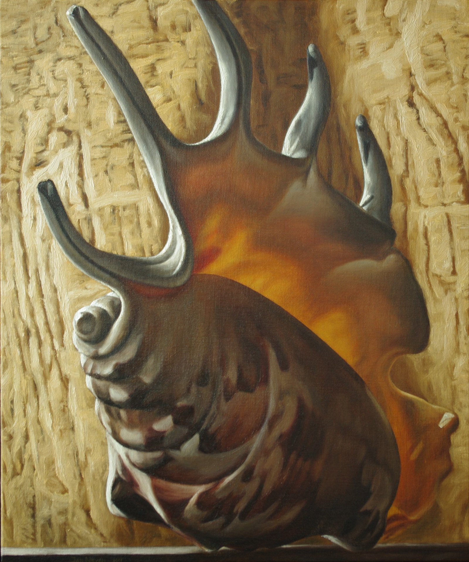 'Ruisende stilte II', Jan Neven, olieverf op marouflé, 35 x 42 cm, 2001